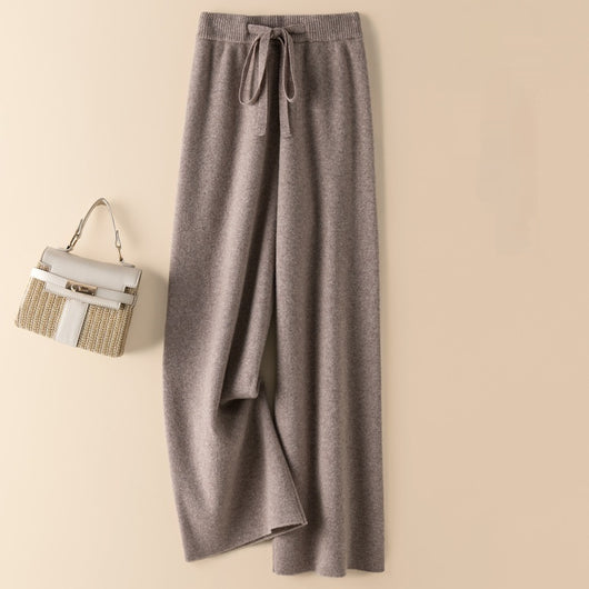 Pantalón Ancho de Lana Gruesa Cintura Alta Efecto Caída - Image 8