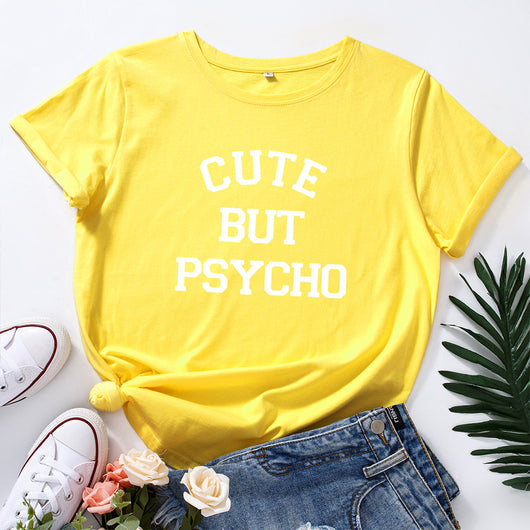 Camiseta Suelta de Cuello Redondo con Diseño Creativo de Letras para Mujer - Image 17