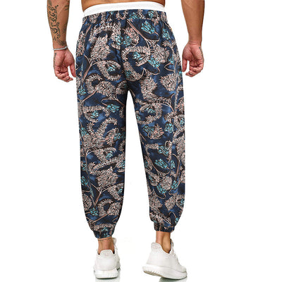 Pantalones Holgados de Algodón y Lino Multicolor para Hombre - Image 5