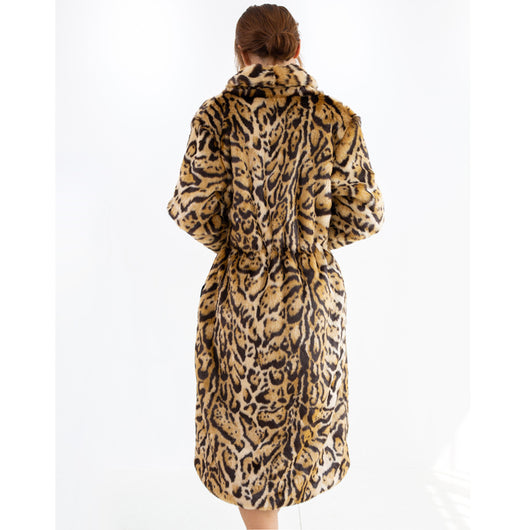 Abrigo Largo de Pelaje de Leopardo Talla Grande - Felpa de Visón Sintético - Image 3