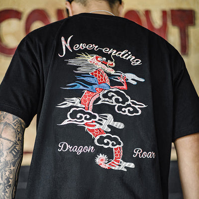 Playera Retro Americana con Bordado de Dragón Ziling - Image 2