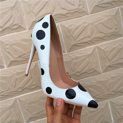 Tacones Stiletto Charol Punta Fina con Lunares para Mujer - Image 5