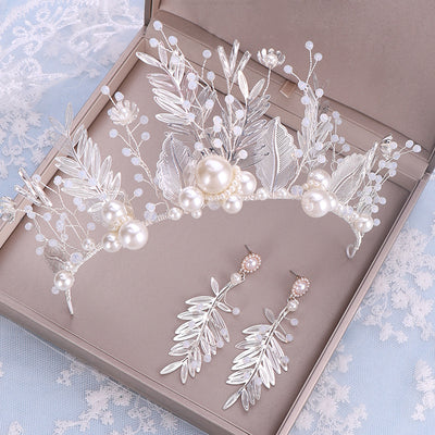 Corona Nupcial de Cristal y Hojas para Novia con Aretes - Image 5