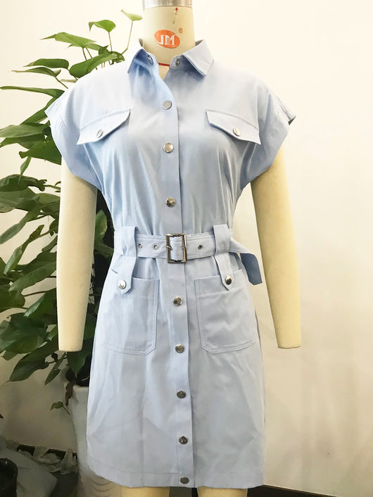 Vestido Cardigan Denim Cintura Media Clásico - Image 10