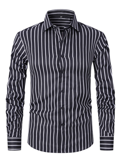 Camisa de Manga Larga en Seda de Hielo con Rayas Coordinadas - Image 9