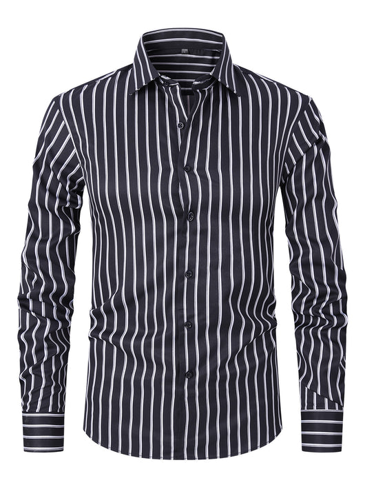 Camisa de Manga Larga en Seda de Hielo con Rayas Coordinadas - Image 9