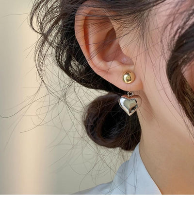Aretes de Plata Esterlina Contraste 3D Amor Aguja Sensible - Image 19