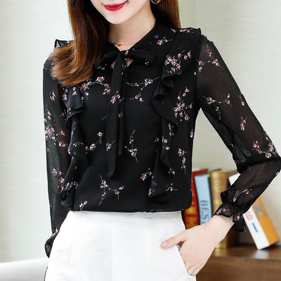 Blusa Floral Elegante Talla Grande Manga Larga - Image 9