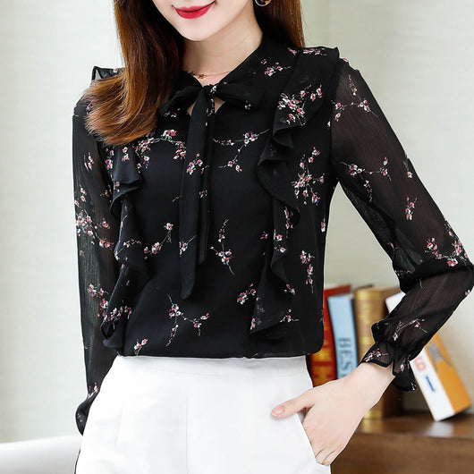 Blusa Floral Elegante Talla Grande Manga Larga - Image 9