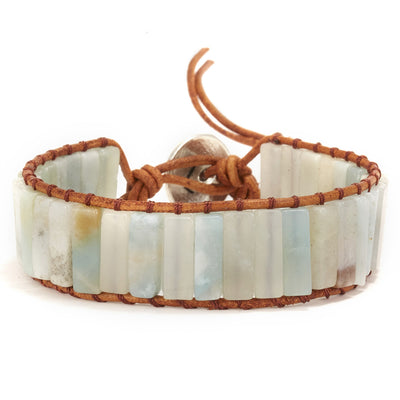 Pulsera de Cuero Tejida a Mano con Piedra Imperial Coloreada - Image 8