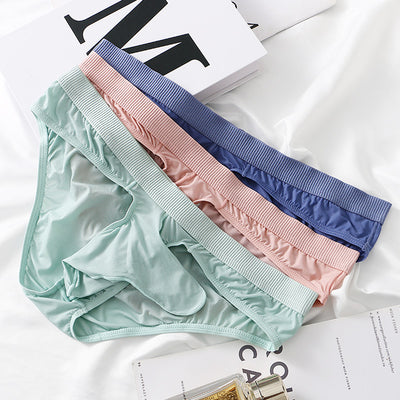 Calzoncillos Brief de Tiro Bajo para Hombre - Ropa Interior Sexy de Seda de Hielo