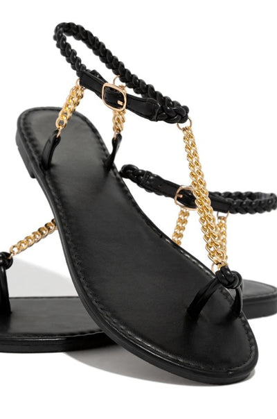Sandalias Planas con Cadena Metálica para Mujer Talla Grande - Comodidad Playera - Image 4