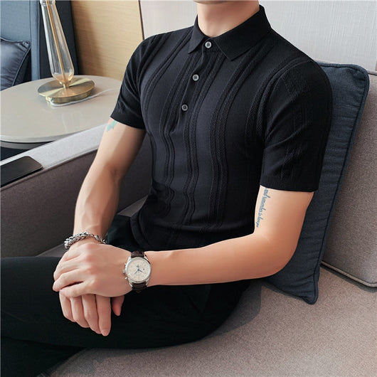 Polo Tejido de Manga Corta para Hombre con Textura y Elasticidad - Image 17