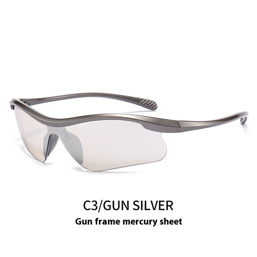 Blue frame sunglasses with blue mirrored lenses, ideal for outdoor sports and fashion wear. - Image 8