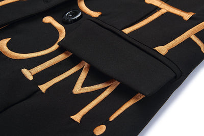 Blazer Negro Entallado con Letras Bordadas para Mujer - Image 14