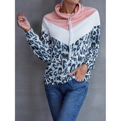 Sudadera con Capucha Patchwork Estampado Leopardo y Contraste de Colores para Mujer - Image 5