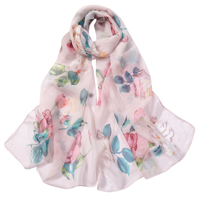 Pañuelo de Seda con Protección Solar y Estampado de Rosas - Image 9