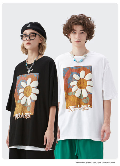 Playera Estampada con Margaritas Cartoon en Relieve - Manga Corta - Image 10