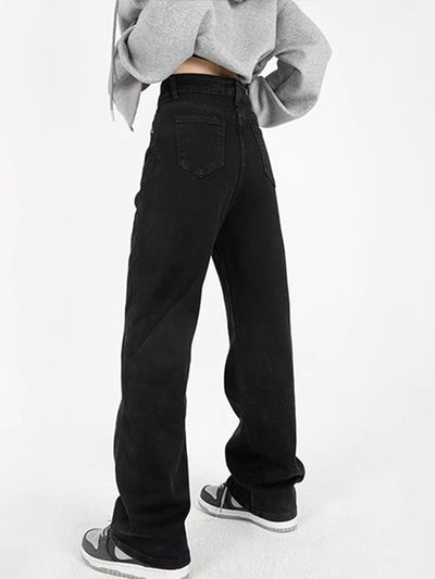 Pantalones Vaqueros Talle Grande Cintura Alta Pierna Ancha Negro - Image 10