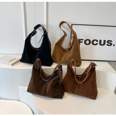 Bolso de Hombro de Ante Vintage con Costuras para Mujer - Image 13