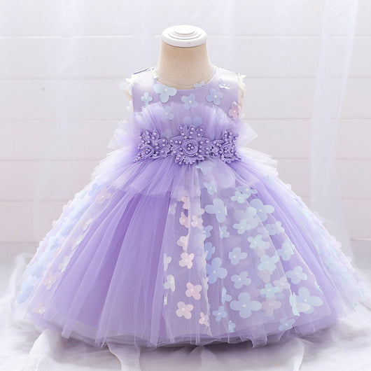 Vestido Niña con Flores 3D Esponjoso - Image 4