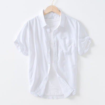 Camisa Casual de Algodón y Lino con Cuello Cuadrado para Hombre - Image 3