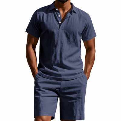 Conjunto de Shorts y Camisa de Lino Suelta para Hombre - Cómodo y Fresco para Playa - Image 21