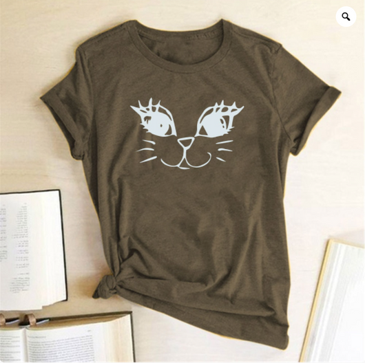 Playera Manga Corta Cuello Redondo Estampado Gato para Mujer - Image 15