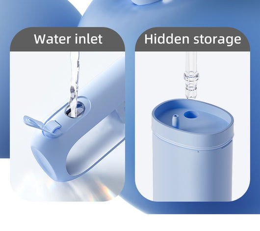 White portable electric dental water flosser with a clear nozzle and retractable water tank for oral hygiene. - Image 18