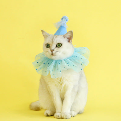 Conjunto de Accesorios para Mascotas: Falda de Tul con Lentejuelas, Babero de Encaje y Sombrero de Fieltro - Image 3