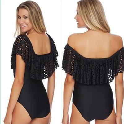 Traje de Baño de Una Pieza con Malla y Volantes para Mujer - Image 4