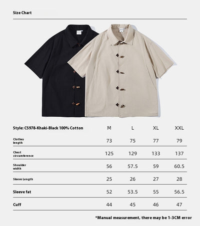 Camisa Manga Corta Hombre Estilo Chino con Cierre de Hebilla - Image 8