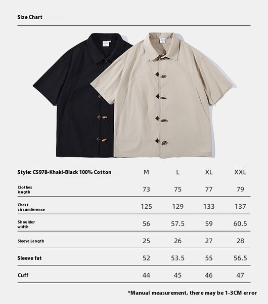 Camisa Manga Corta Hombre Estilo Chino con Cierre de Hebilla - Image 8