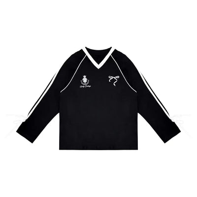 Playera Deportiva Suelta con Lazo Mariposa y Cuello V - Image 13