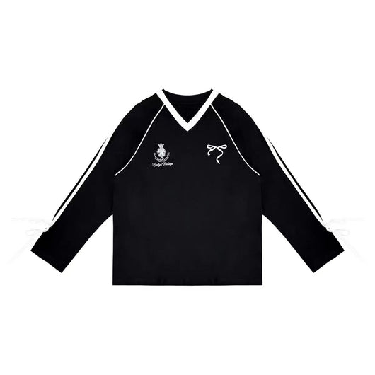 Playera Deportiva Suelta con Lazo Mariposa y Cuello V - Image 13