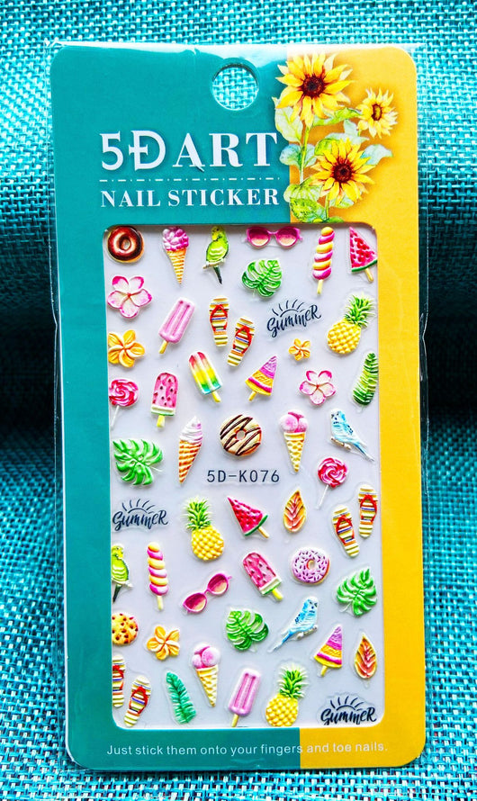 Stickers de Uñas 3D con Relieve - Diseño Cuadros y Moños para Verano - Image 48