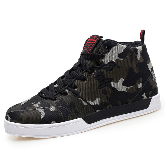 Zapatillas Altas Camuflaje Lona Estilo Coreano Talla Grande Hombre - Image 5
