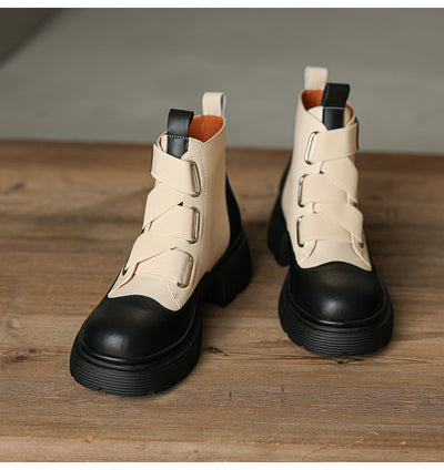 Botas Martin de Cuero Grueso Estilo Retro Francés para Mujer - Image 19