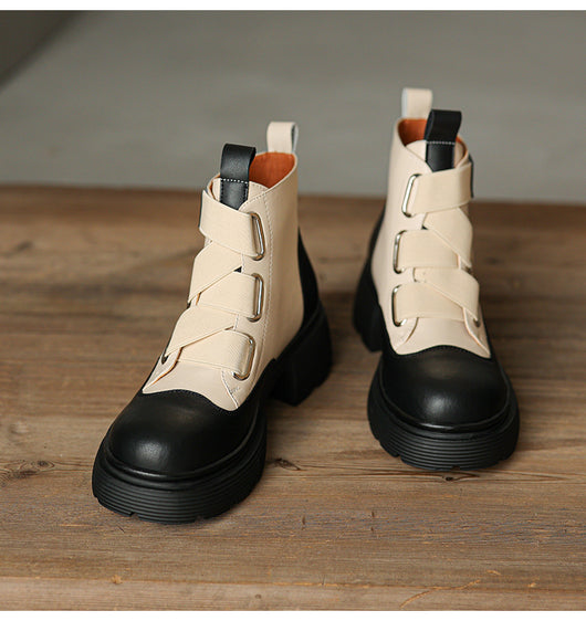 Botas Martin de Cuero Grueso Estilo Retro Francés para Mujer - Image 19