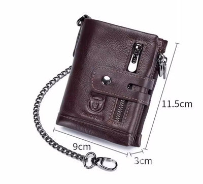 Billetera Retro de Cuero Genuino Bifold Compacta con Doble Cierre - Image 8