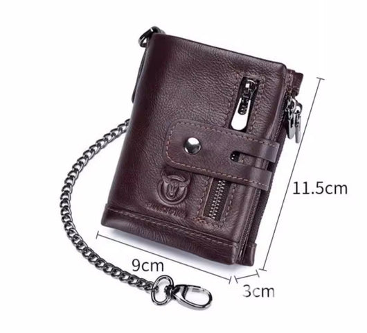Billetera Retro de Cuero Genuino Bifold Compacta con Doble Cierre - Image 8