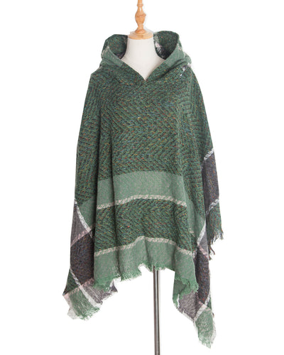 Poncho Capa Sudadera con Capucha Patrón Espina de Pez para Mujer - Image 3
