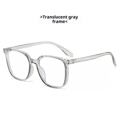 Full-frame trendy blue light blocking glasses with a transparent blue square frame and clear lenses. - Image 10