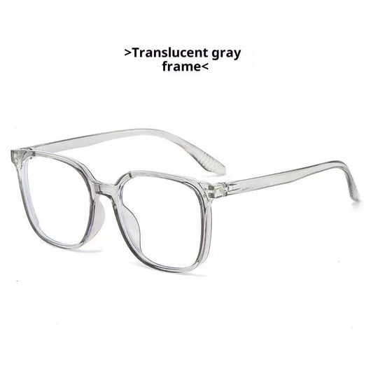 Full-frame trendy blue light blocking glasses with a transparent blue square frame and clear lenses. - Image 10