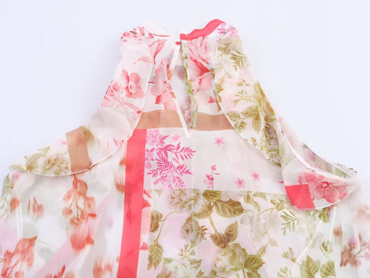 Blusa Floral Elegante con Capas Estilo Europeo Americano para Mujer - Image 8