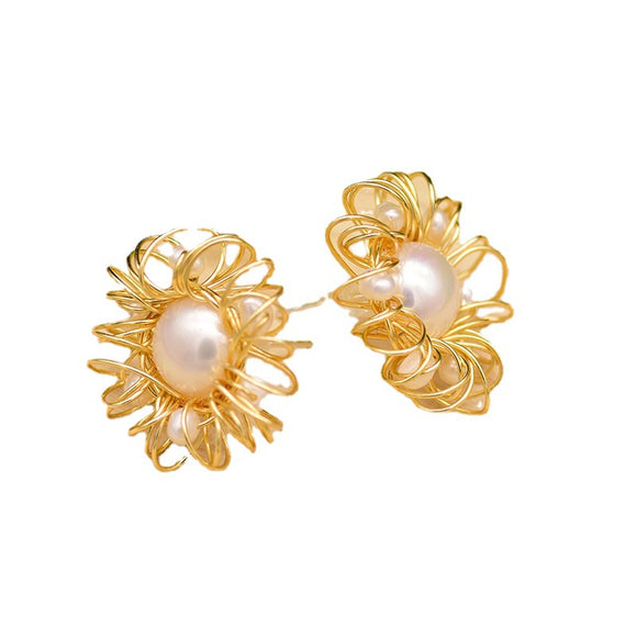 Aretes de Perlas Naturales Tremella en Plata 925 - Diseño Elegante