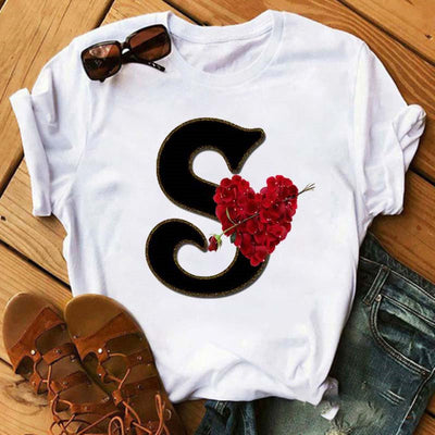 Playera Casual Estampado Alfabeto Inglés Rosa para Estudiantes - Image 15