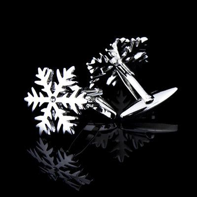 Gemelos Plateados con Diseño de Copo de Nieve y Diamante para Hombre - Image 8