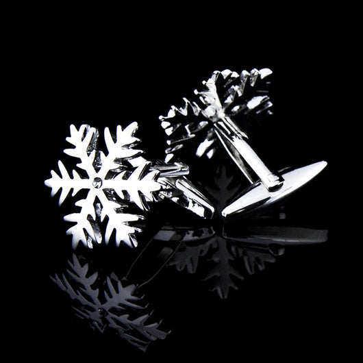 Gemelos Plateados con Diseño de Copo de Nieve y Diamante para Hombre - Image 8