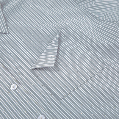Camisa Manga Larga a Rayas con Detalles de Diamantes - Image 17